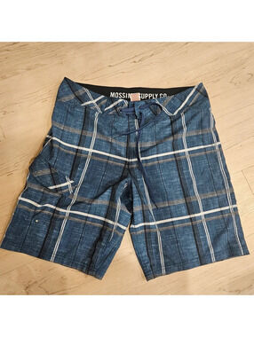 Mossimo Supply Co. Men's Blue Plaid Cargo Shorts Size 36